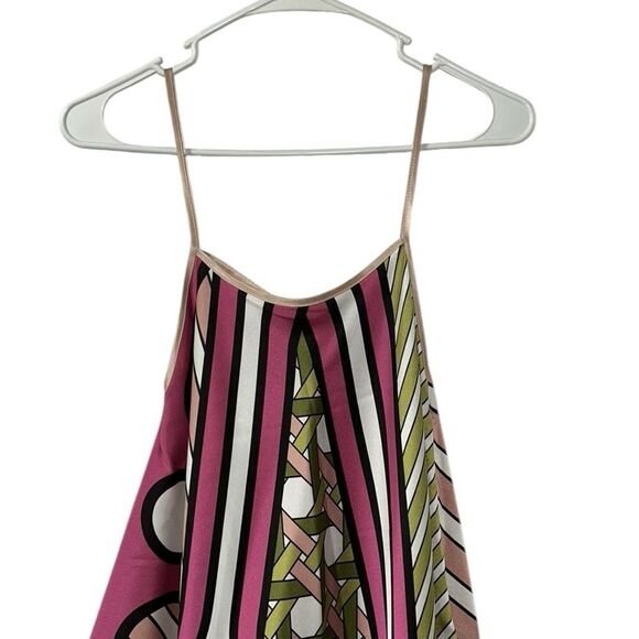 Dixie Collection Printed Green & Pink Mini Lightweight Sleeveless Dress(Size XS) - Picture 6 of 8